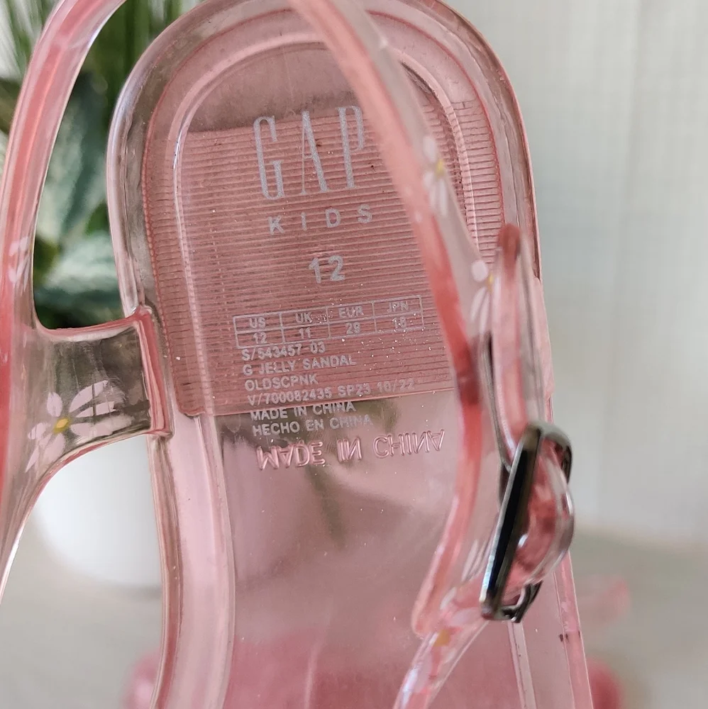 Gap Kids Pink Jelly Sandals with White Daisy Floral Design Size 12